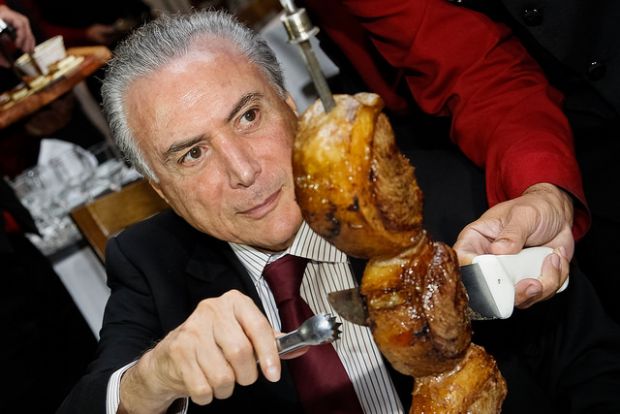 Aps reunio, o presidente Michel Temer levou os embaixadores para uma churrascaria