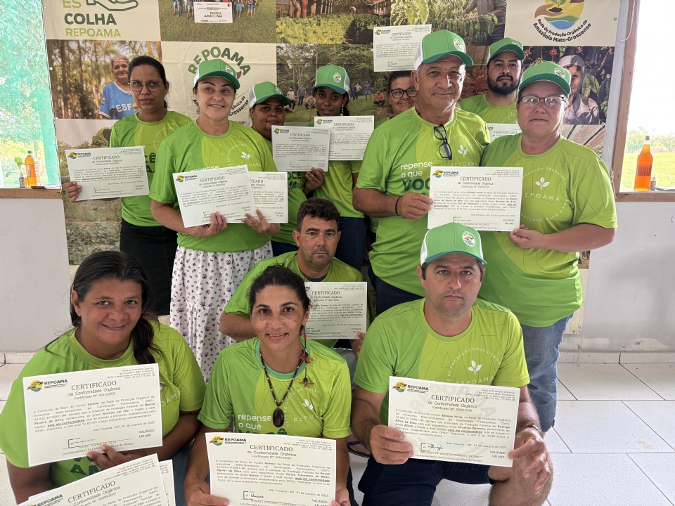 Rede de produo orgnica atesta conformidade de 23 agricultores e agricultoras no norte de MT