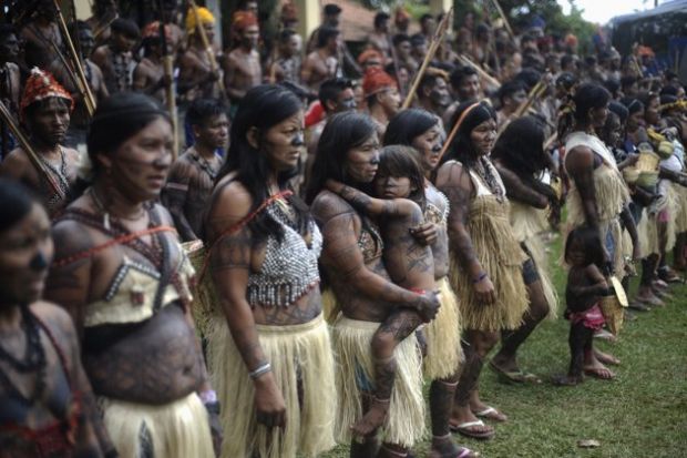Indios Mundukur durante protesto em Braslia no ltimo ano.