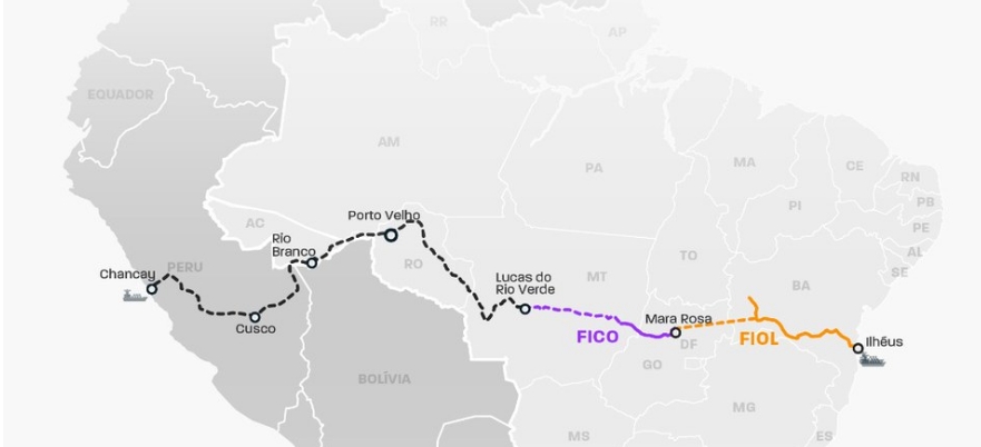 Ferrovia transocenica vai passar por cidades de MT e deve auxiliar no aumento das exportaes