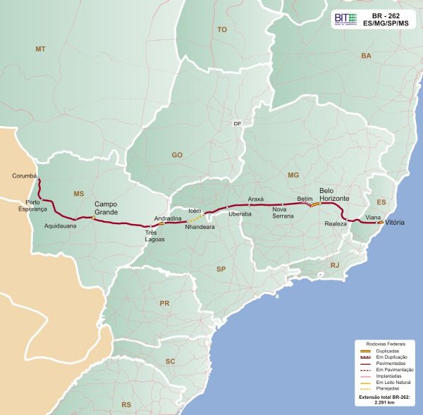 Concesso da rodovia BR-262 promovida pelo Governo Federal no atraiu nenhuma construtora