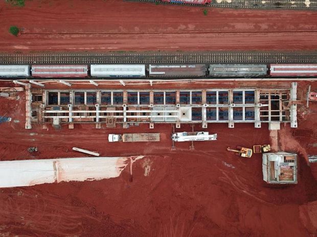 Obras do Terminal de Fertilizantes, que est sendo instalado no Complexo Intermodal de Rondonpolis (MT), seguem em ritmo acelerado.