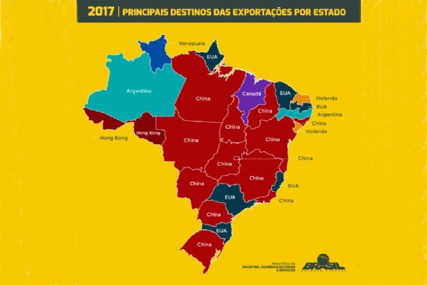 China  principal destino das exportaes de MT e Estado ocupa 6 lugar em ranking; confira mapa do Mdic